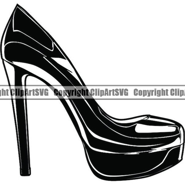 High Heel #1 Fashion High Female Style Footwear Shoe Leather Accessory Elegance Glamour .SVG .PNG Clipart Clipart Vector Cut Cutting