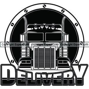 Vrachtwagenchauffeur Trucking Delivery Company Big Rigg Semi Tractor Trailer Cab Shipping Moving Logo. JPG. SVG Clipart Vector Cricut Cut Cutting