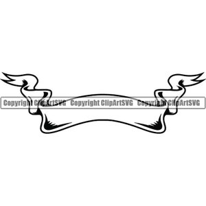 May include: A black and white outline of a banner with a curved top and two pointed ends. The banner is blank and ready for text.