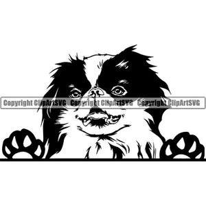 Menton japonais #2 furtivement souriant chien race pattes pedigree canin pure race K-9 Pet Hound Animal Logo.SVG.PNG Clipart vectoriel Cricut coupe coupe