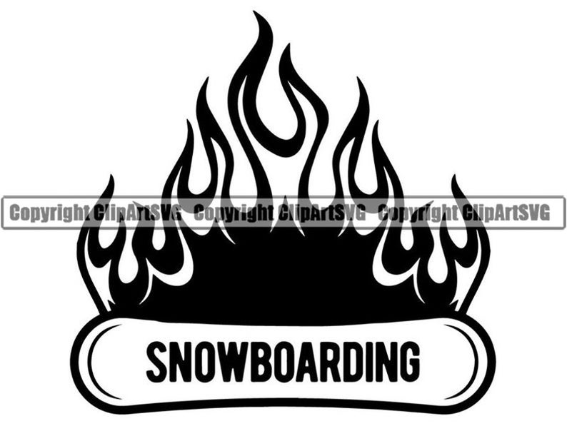 Snowboarding Logo 35 Deck Board Fire Flames Snowboarder Snow Etsy
