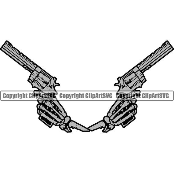 Skeleton Hand Holding Gun Drawing