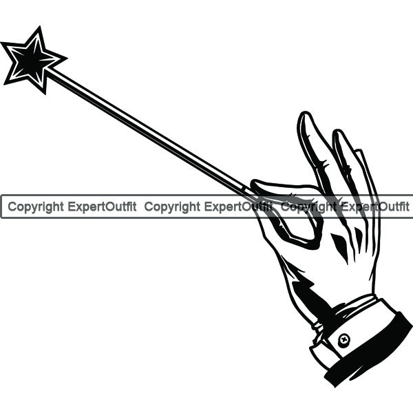 Magician Wand Hand Magic Magical Stick Props Tricks Spells Sleight Chant Illusion Fantasy Sorcery.SVG .PNG Clipart Vector Cricut Cut Cutting