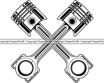 Meccanico motore pistone anello Diesel auto veicolo automobilistico valvola aeromobile combustione cilindro gas. SVG. PNG Clipart vettoriale Cricut taglio taglio