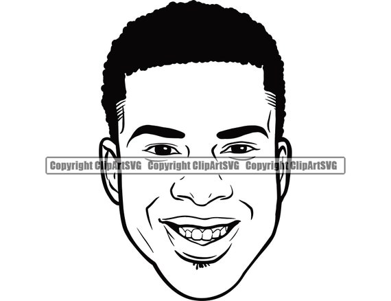 Handsome Black Man Male Man Face Dimples Head Wavy (Instant Download) 