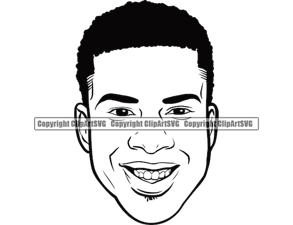 Handsome Black Man Male Man Face Dimples Head Wavy (Instant Download) 