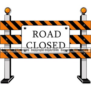 Straße Arbeit Absperrung Schild Kegel Warnung Vorsicht Schranke Zaun Umweg geschlossen Sicherheit Tor Bereich Design Element Logo SVG PNG Clipart Vektor Schnitt