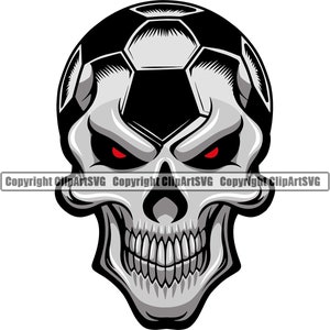 Soccer Ball Skull Skeleton Head Futball Sport Game Player Team Score Goal Design Element Logo SVG PNG Vector Cricut Clipart Cut Cutting File