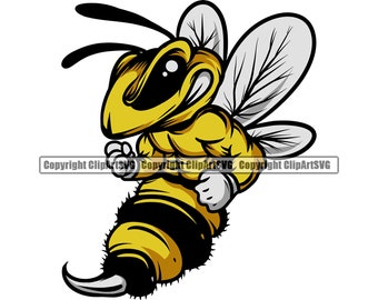 May include: A cartoon illustration of a yellow and black bee with a stinger, wearing a white boxing glove and a determined expression. The bee has large, black eyes and a pair of grey wings.