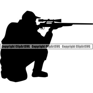 Jagd Zielgewehr Kugel Pistole Zielfernrohr Schießstand Sport Sport Silhouette Design Logo SVG PNG Vektor Clipart Schneiden Schnitt Datei