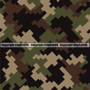 Green Digital Camo Camouflage Seamless Pattern War Print Military Hunt Wrap Cover Graphic Design Decor Pixel Art SVG PNG Clipart Vector Cut