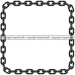 Eslabón de cadena Marco cuadrado Cuerda metálica sin fin Hardware de remolque de acero Conectar seguridad de remolque Bloqueo fuerte.SVG .PNG Clipart Vector Cricut Corte Corte