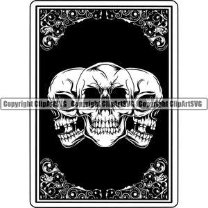 Skull Playing Card Poker Texas Hold 'Em Casino Apuesta Dinero Chip Suerte Ganar Riesgo Distribuidor Mesa Juego Diseño Arte Logotipo SVG PNG Vector Clipart Archivo