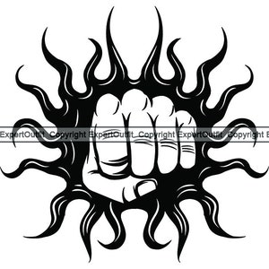 Flaming Fist Hand Fire Burning Knuckle Straight Punch MMA Logo Martial Art Fighter Inferno Attack.SVG. PNG Clipart Vector Cricut Cut Cutting