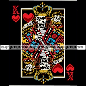 Re cuori teschio scheletro poker carte da gioco gioco d'azzardo casinò scommessa scommesse giochi di blackjack. SVG. PNG Clipart vettoriale Cricut taglio taglio