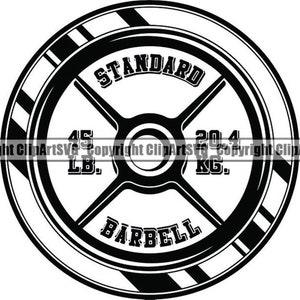 Weight Plate #6 Bodybuilding 45 Pound Weights Barbell Bar Weightlifting Fitness Workout Gym Logo .SVG .PNG Clipart Vector Cricut Cut Cutting