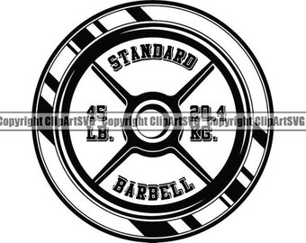 Weight Plate #6 Bodybuilding 45 Pound Weights Barbell Bar Weightlifting Fitness Workout Gym Logo .SVG .PNG Clipart Vector Cricut Cut Cutting