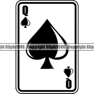 Poker #37 Queen Spades Naipes Juegos de azar Apuestas de casino Apuestas Juegos de blackjack .SVG .EPS .PNG Clipart Vector Cricut Cut Cutting File