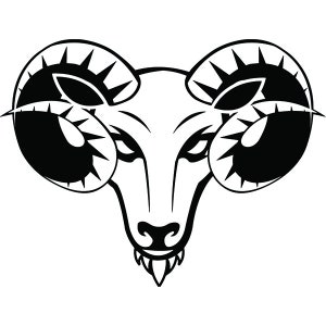 Widder #3 Maskottchen Kopf Gesicht Tier Knurren Cartoon College High School Mannschaft Sport Design Logo .SVG .PNG Clipart Vektor Cricut Cut Schneidedatei