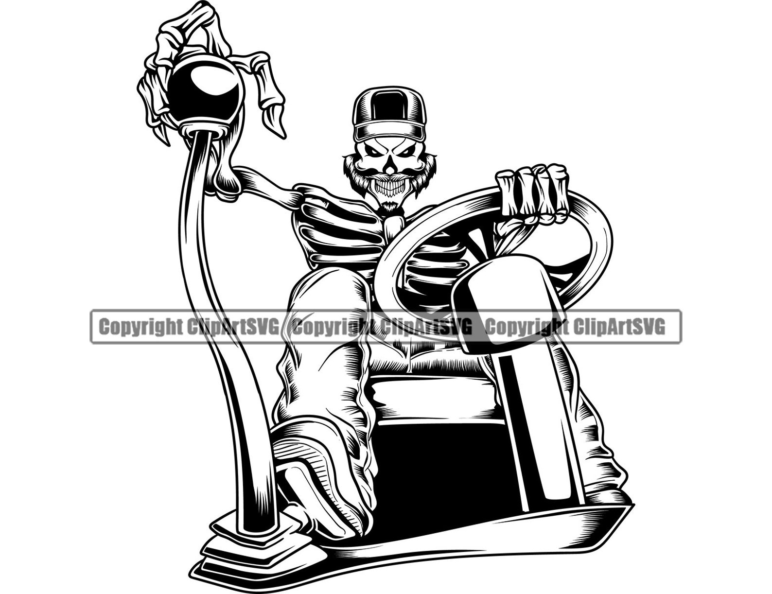 Skull Skeleton Semi Tractor Trailer Trucking Truck Driver Trucker Big