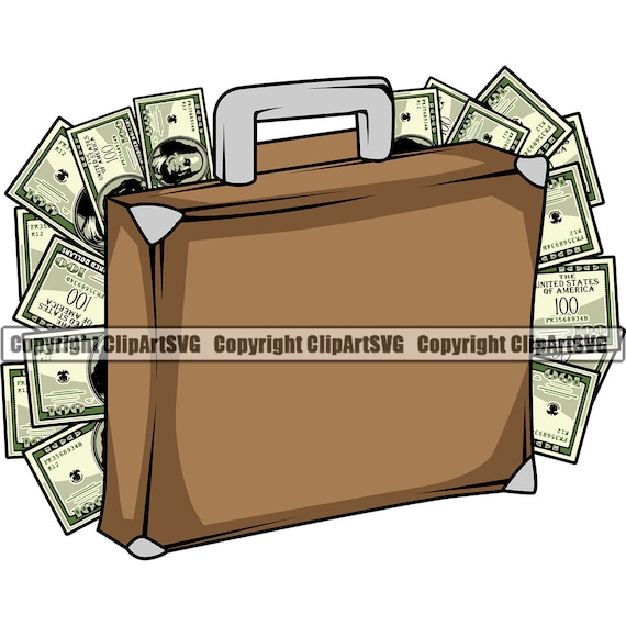 Money Briefcase 100 Hundred Dollar Bills Sack Stack Wealth Etsy