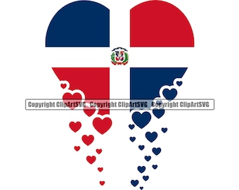 Dominican Republic Falling Heart Shaped Flag Caribbean Island Country World National Nation Design Logo JPG PNG Clipart Vector Cut Cutting