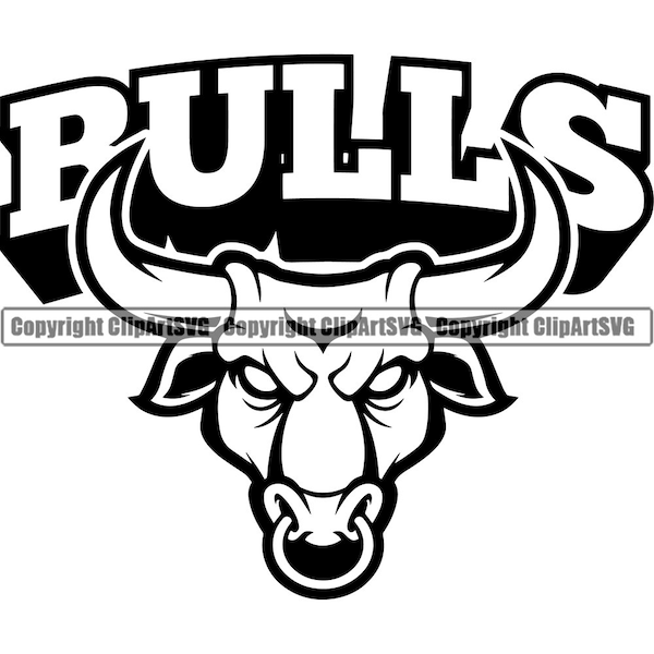 Bull Angry Muscle Steer Cowboy Western Cattle Mean Animal School Team Sport Mascot Detailed Logo SVG PNG Clipart Vector Cricut Cut Cutting