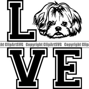 Shih Tzu #25 Love Dog Race K-9 Toy Group Lap Animal Pet Hound Chiot Pedigree Hound Logo. SVG. PNG vecteur Clipart Cricut coupe coupe fichier