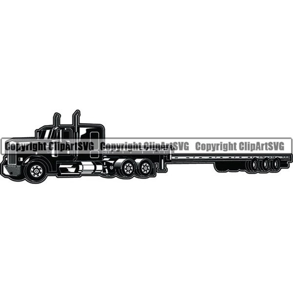 Truck Driver #58 Flatbed Trucker Big Rigg Semi Tractor Trailer Cab Shipping Moving Company Trucking Logo.SVG .PNG Vector Cricut Cut Cutting