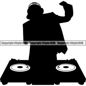 DJ Disc Jockey Musik Plattenspieler Plattenspieler Mixer Album Vinyl Club Sound Silhouette Design Art Logo SVG PNG Vektor Clipart Schnitt Schneidedatei