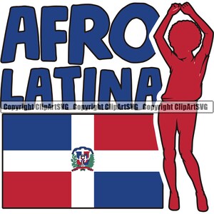 République Dominicaine Afro Latina Femme Drapeau Pays Monde Nation Carte Signe Symbole Design Élément Logo SVG PNG Clipart Vecteur Cricut Coupe Coupe