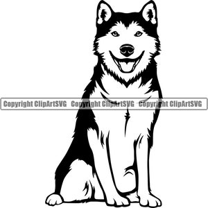 Shiba Inu Hunderasse Sit sitzend Lächelnd glücklich Welpe Welpe Haustier Clip Art K-9 Akita Siberian Husky Logo SVG PNG Clipart Vektor Cricut Cut Cutting