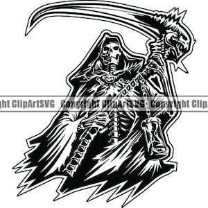Grim Reaper #29 Skull Death Sickle Evil Kill Killer Grim Horror Ghost Tattoo Skeleton Bone Logo .SVG .PNG Clipart Vector Cricut Cut Cutting