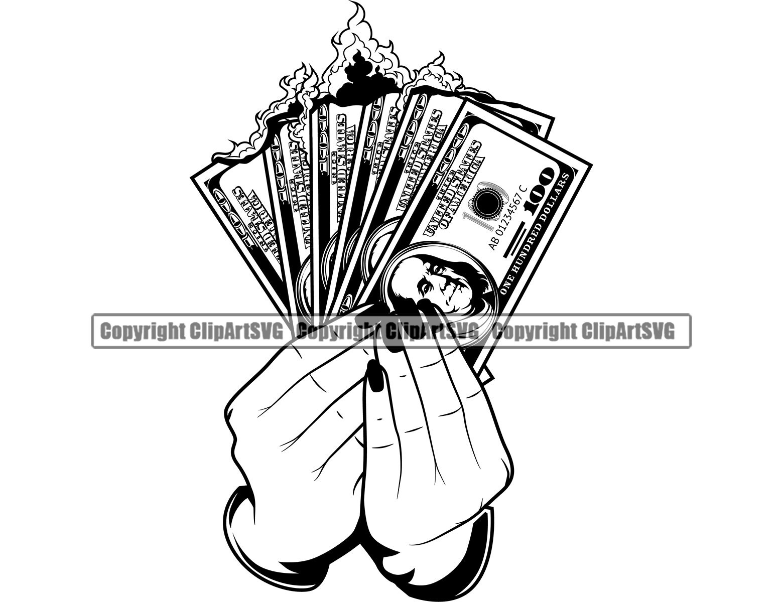 Female Hand Money Burning 100 Hundred Dollar Bill Fire Flames - Etsy