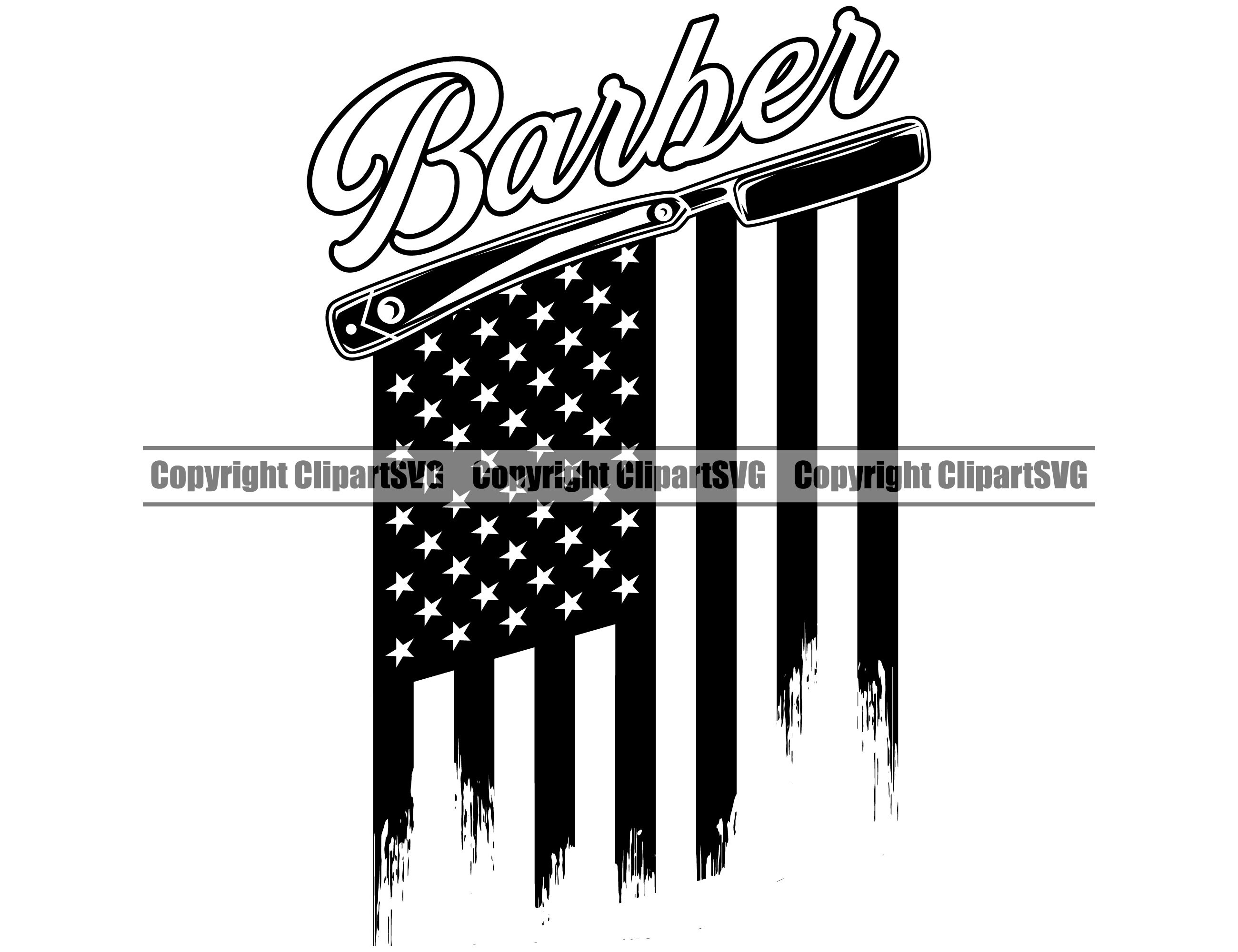 Barber Razor Blade USA Flag Barbershop Salon Pole Haircut Hair Cut ...