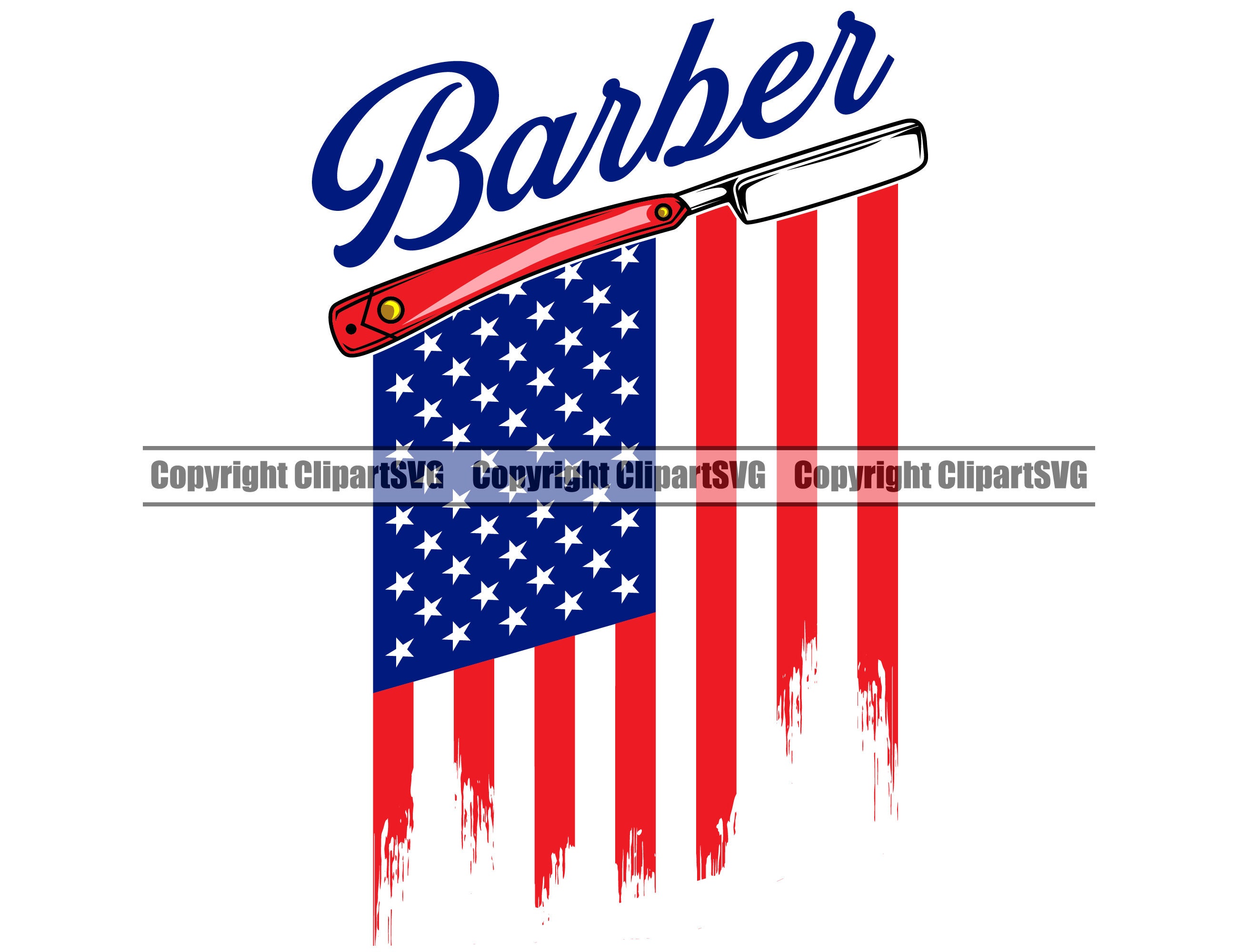 Barber Razor Blade USA FLag Salon Pole Haircut Hair Etsy
