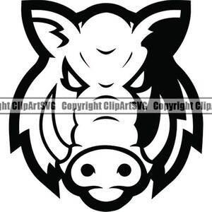 Dzik Świnia #1a Głowa Twarz Zwierzę Zły Kreskówka College Szkoła Średnia Zespół Sport Maskotka Projekt Logo .SVG .PNG Clipart Wektor Cricut Cięcie Cięcie