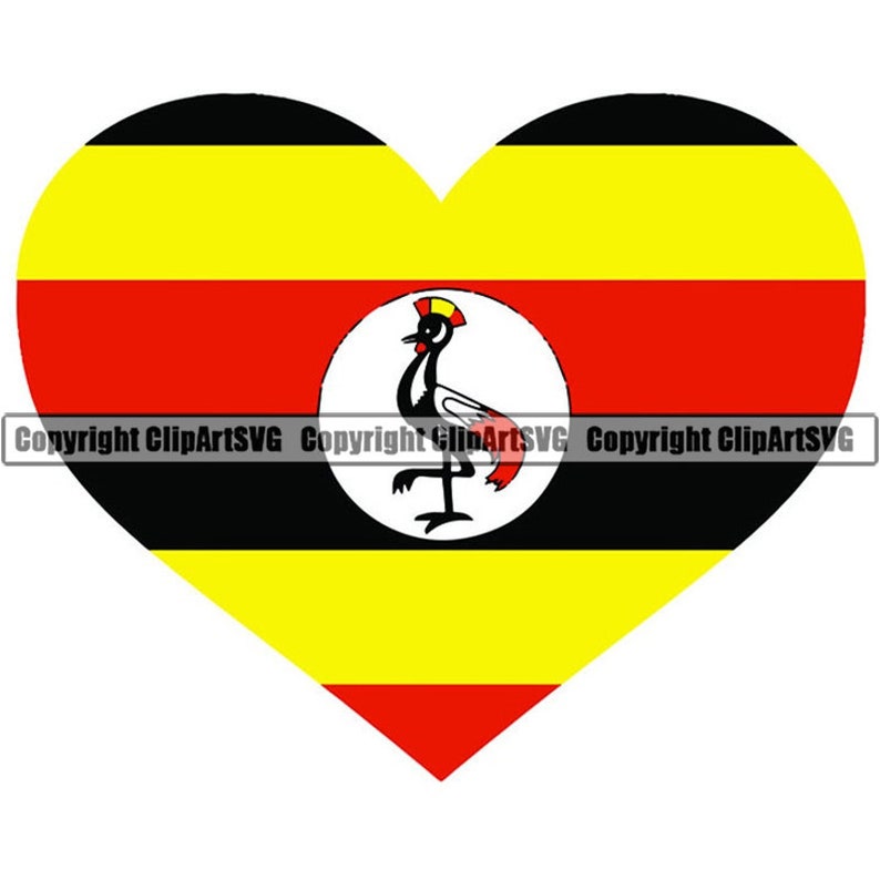 Uganda Heart Shaped Flag Ugandan Africa African Country World National 