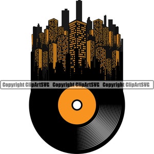 Álbum de discos de vinil Cidade Clube Vida Noturna Música Festa Toca-discos DJ Disc Jockey Som Estéreo Design Arte Logotipo SVG PNG Clipart Corte