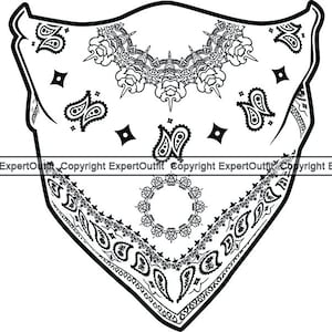 Mask #5 Bandana Bandanna Paisely Pattern Face Head Bandanna Bandana Gangster Thug Criminal Element.SVG.PNG Clipart Vector Cricut Cut Cutting