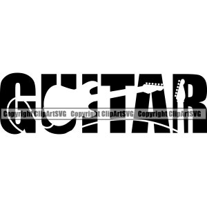 Gitarre E-String Musik Musikinstrument Klassik Konzert Musiker Rock Jazz Silhouette Design Kunst Logo SVG PNG Clipart Vektor Schnitt