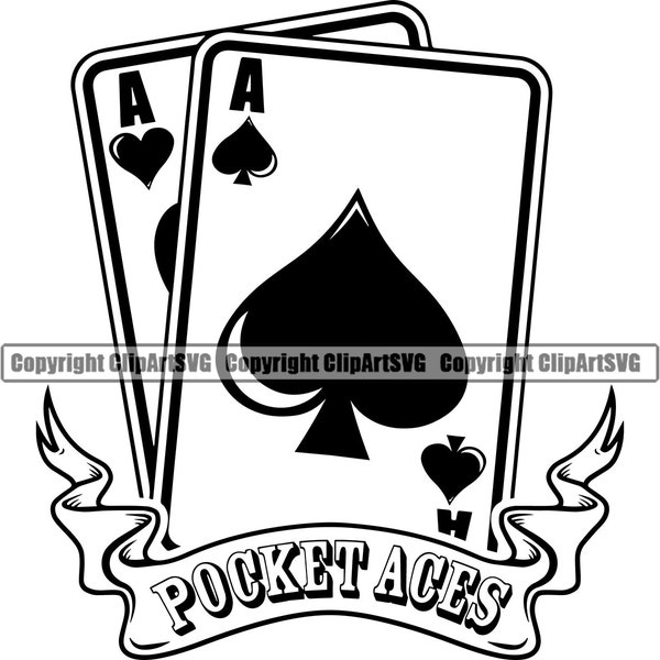 Poker Pocket Aces Playing Card Hand Gambling Gamble Casino Bet Betting Poker Blackjack Games Logo SVG PNG Clipart Vector Cut Cutting File