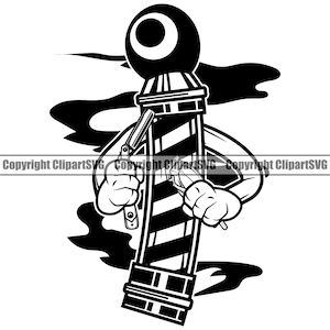 Barber Pole Man Razor Clippers Barbershop Salon Haircut Hair Cut Hairstyle Style Shave Shop Company Design Logo SVG PNG Clipart Vector Cut