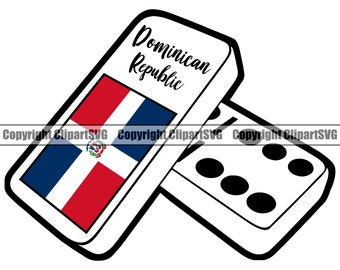 Dominican Republic Flag Dominoes Tile Game Country World Nation Bones Art Design Element Logo SVG PNG Clipart Vector Cricut Cut Cutting File