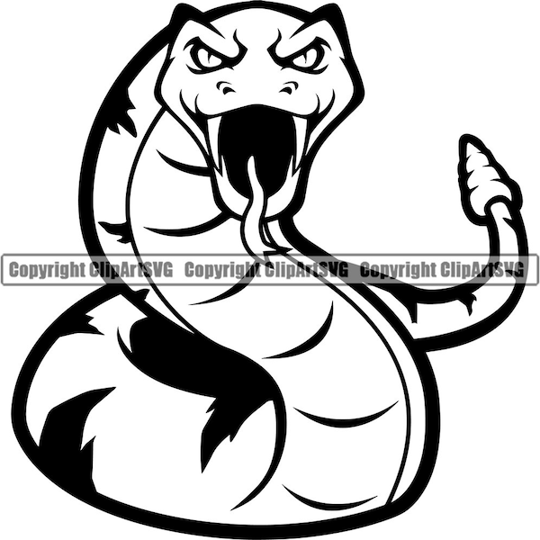 Rattlesnake Snake Mascot School Team Head Face Sport eSport Game Emblem Sign Badge Icon Label Text Design Logo SVG PNG Vector Clipart Cut