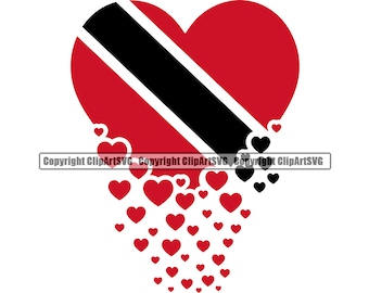 Trinidad Tobago Bandera trinitense en forma de corazón Isla del Caribe País Nación mundial Elemento de diseño Logotipo JPG PNG Clipart Vector Cut
