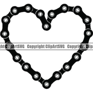 Liebe Fahrrad #6 Kettenglied Herz Zyklus Radfahren Fahrrad Helm Rennen BMX Freestyle Racing Geschwindigkeit Design Logo .SVG .PNG Vektor Cricut Cut Cutting