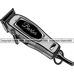 Barber Hair Clippers Trimmers Chair Shop Barbershop Salon Pole Haircut Cut Hairstyle Shave Company Design Logo SVG PNG Clipart Vector Cut