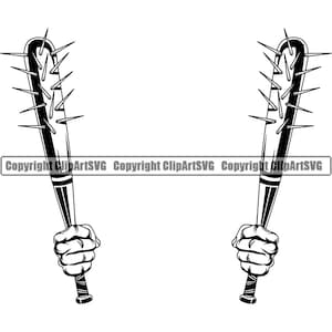 Ręka trzymająca kolczasty kij baseballowy Klub wojownika gangstera zły chłopak kryminalista motocyklista gang bandyta walka sztuka projekt logo SVG PNG clipart wektor wyciąć