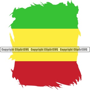 Könnte beinhalten: Eine grün-gelb-rote Flagge mit einem abgenutzten, mit Farbe bespritzten Aussehen. Die Flagge ist ein Symbol der Rastafari-Bewegung.